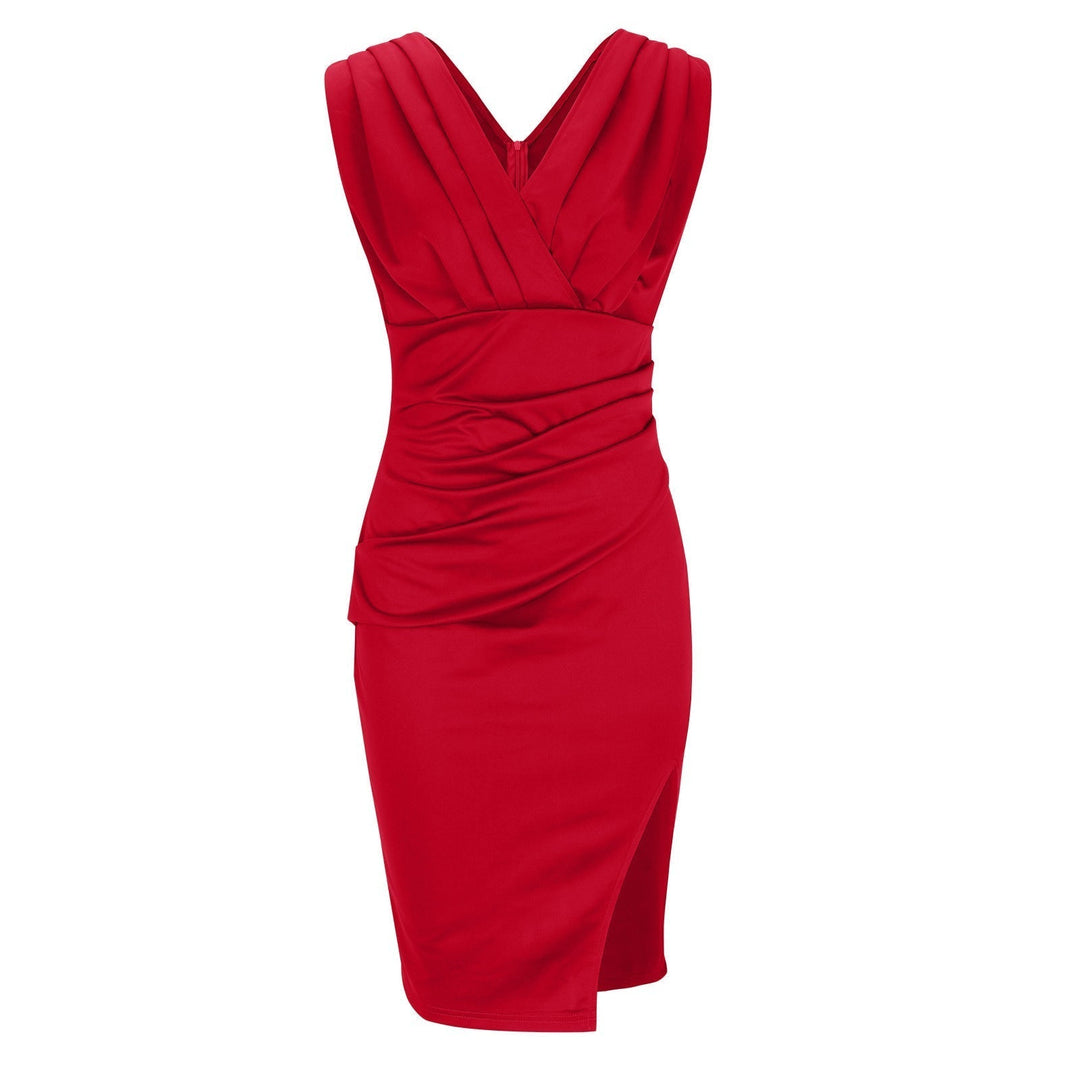 Estelle | Fitted Dress with V-Neckline and Slit