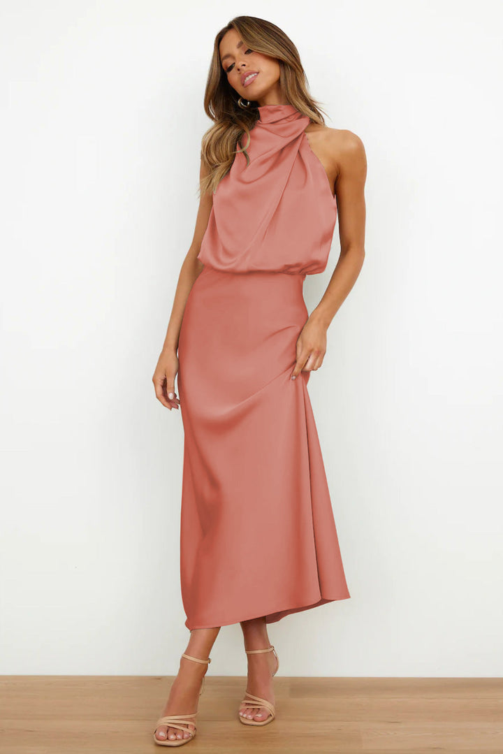 Nukka | Elegant Satin Halter Dress – Graceful & Chic