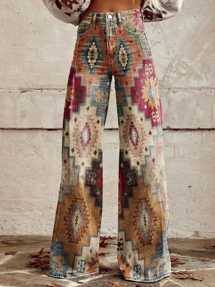 Indira - Bohemian Print Flared Trousers