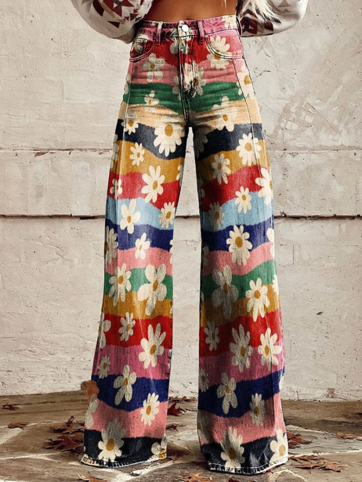 Bloom - Vintage Floral Flared Trousers