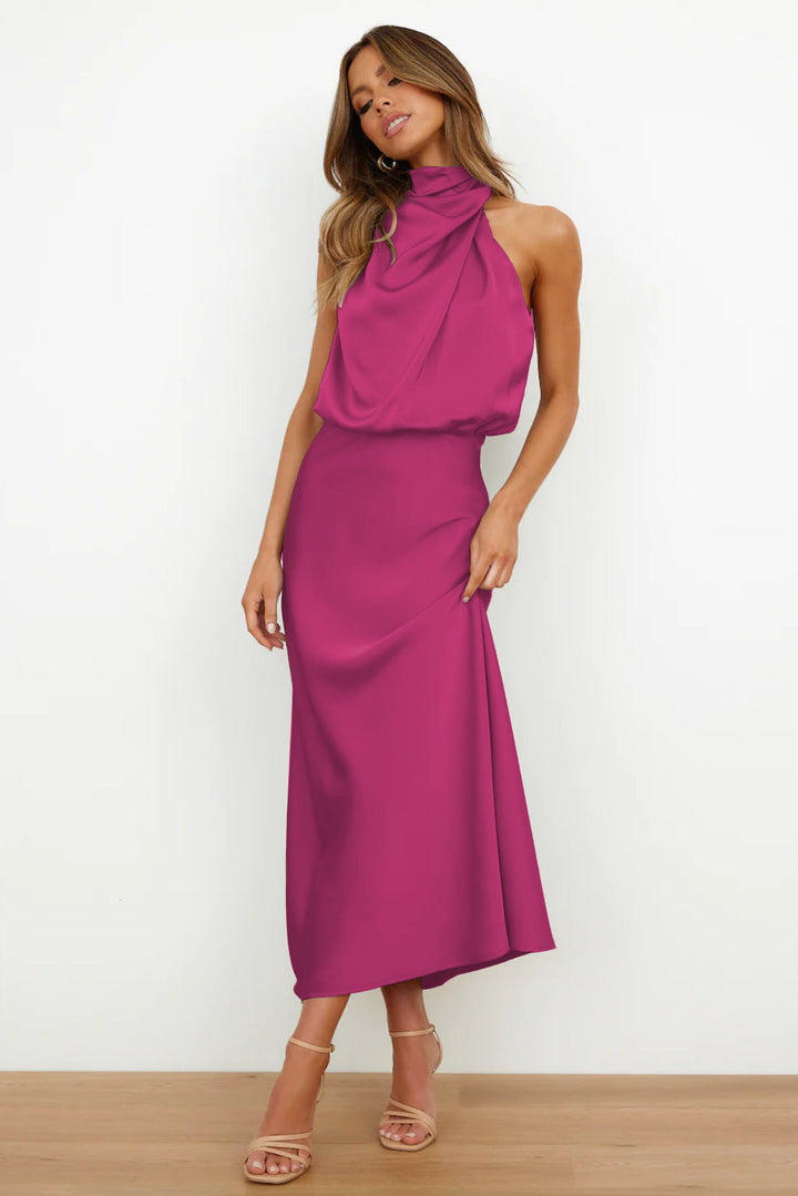 Nukka | Elegant Satin Halter Dress – Graceful & Chic