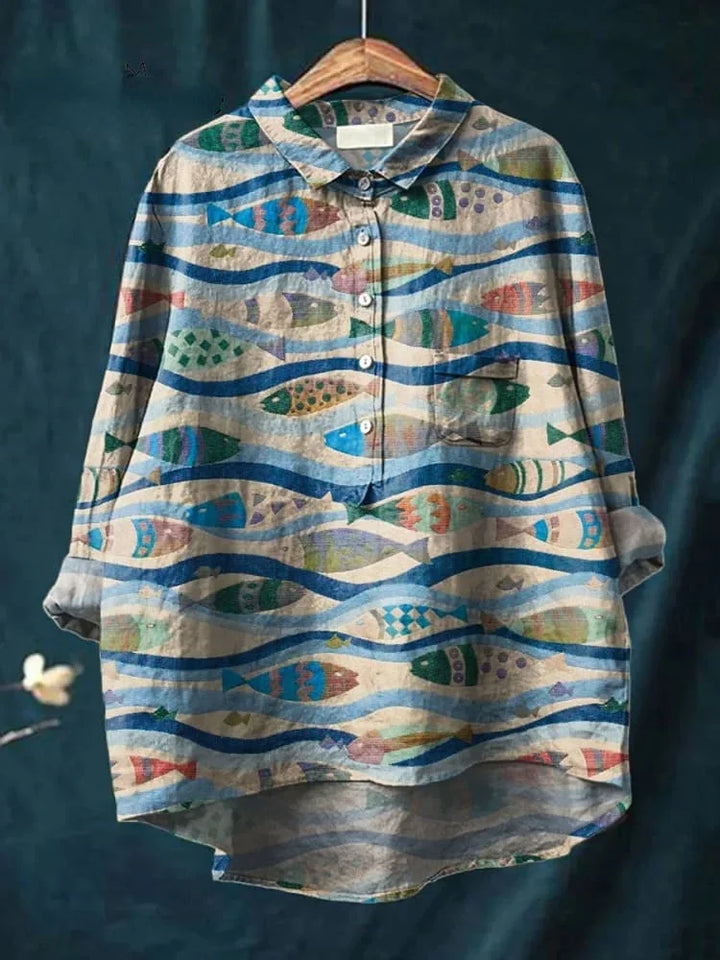 Pearl | Fish Print Shirt