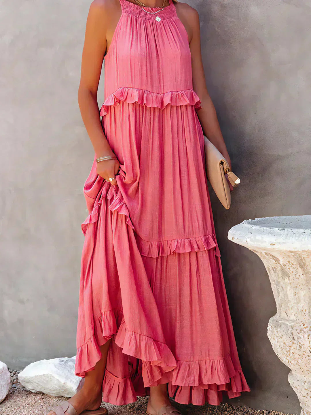 Sarah | Halter Ruffle Maxi Dress (Almost sold out)