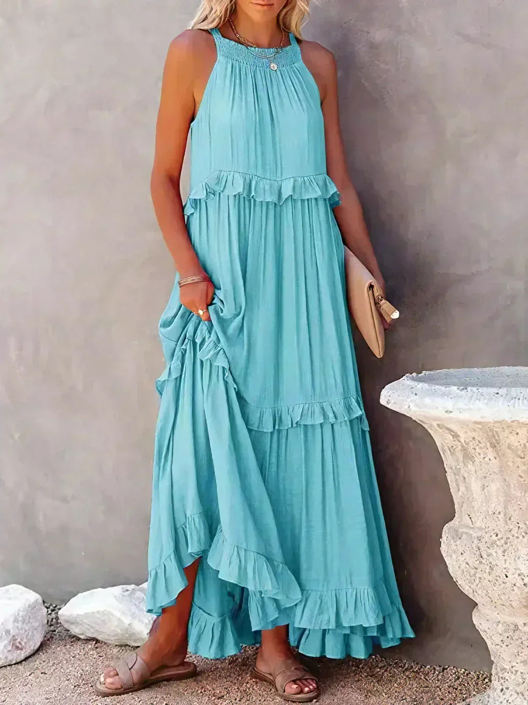 Sarah | Halter Ruffle Maxi Dress (Almost sold out)