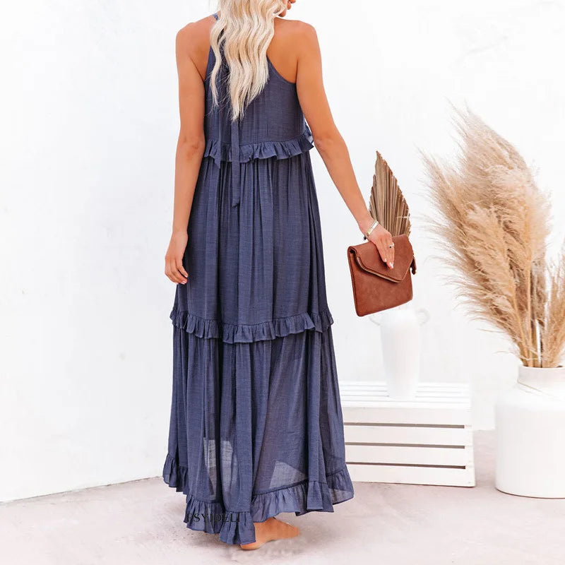 Sarah | Halter Ruffle Maxi Dress (Almost sold out)