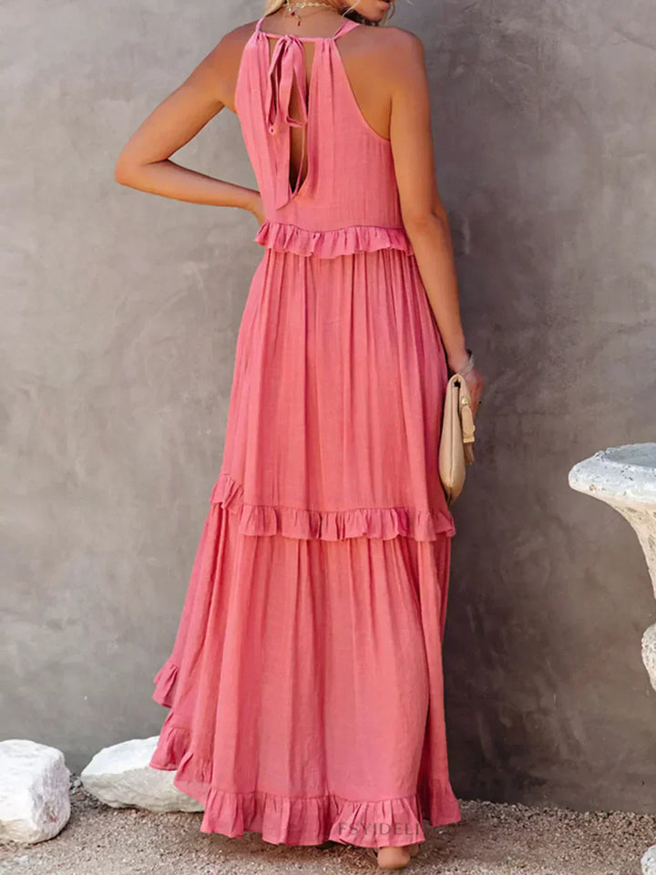 Sarah | Halter Ruffle Maxi Dress (Almost sold out)