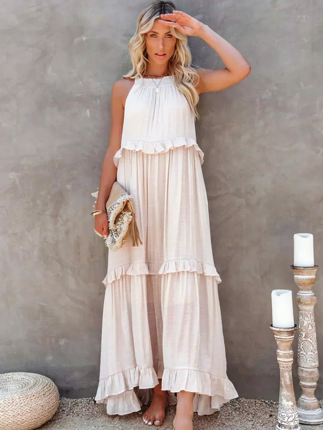 Sarah | Halter Ruffle Maxi Dress (Almost sold out)