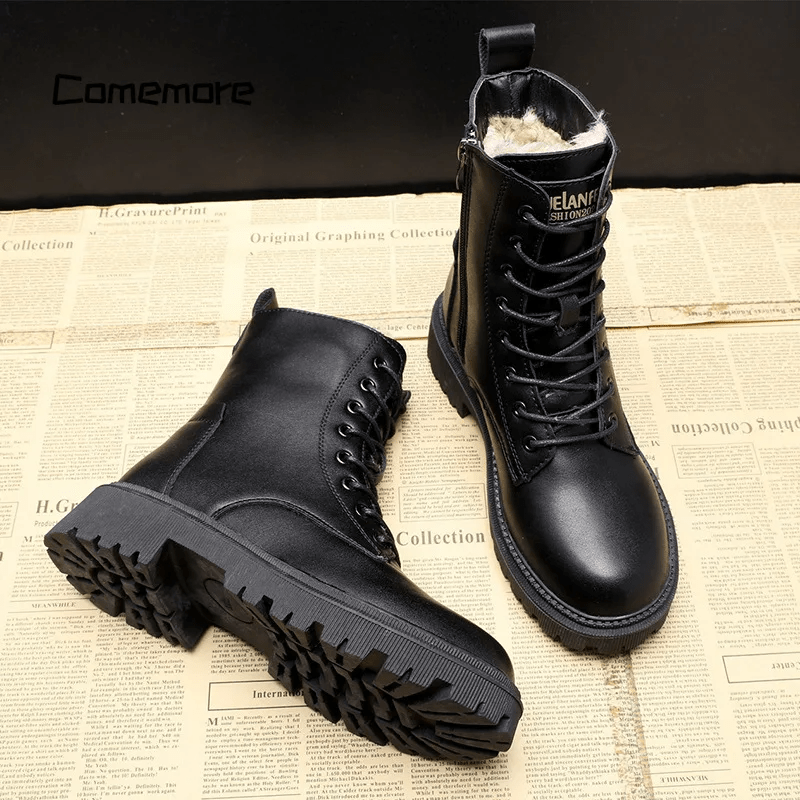 Harper | Black Leather Fur-Lined Insulated Boots