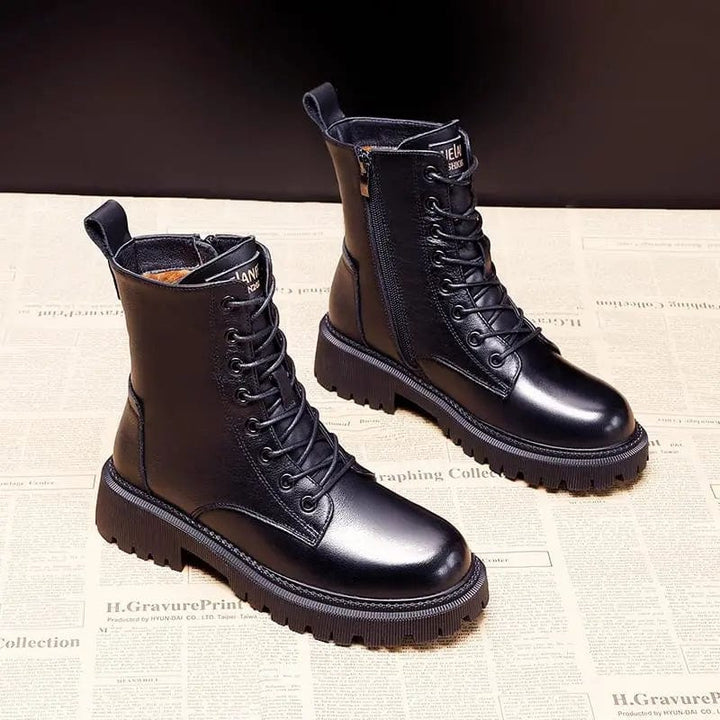 Harper | Black Leather Fur-Lined Insulated Boots