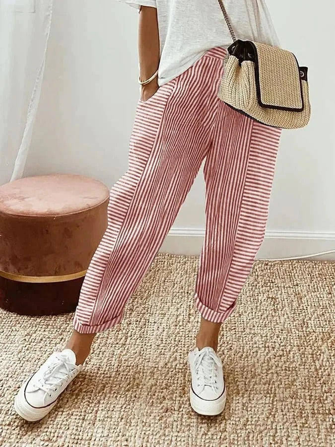 Kae | Striped Cotton Trousers